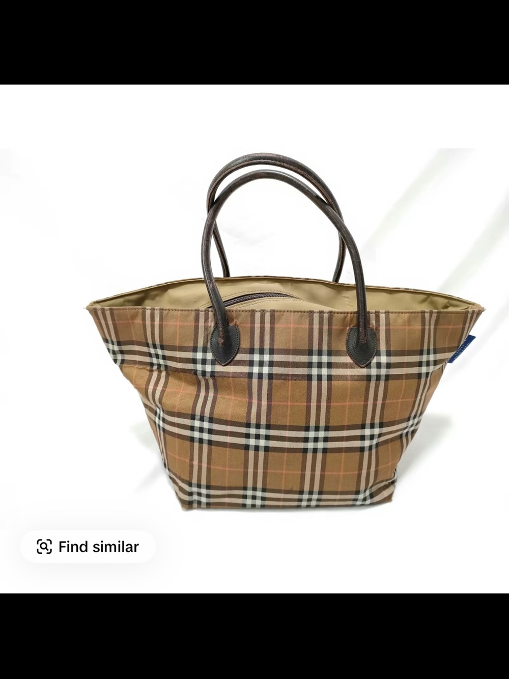 Burberry Nova Check Canvas Tote Bag Brown Plaid Shoulder Bag